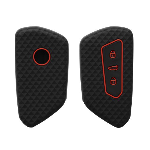 Капак за автомобилен ключ за VW / Skoda / Seat - 3 бутона, kwmobile, силикон, черен, 55583.01