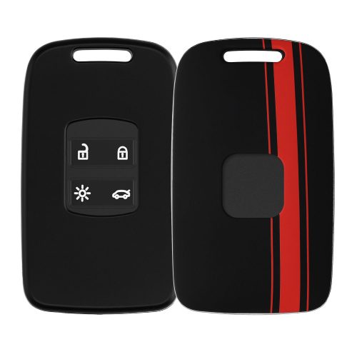 Капак за автомобилен ключ за Renault / Dacia - 4 бутона - Keyless Go, kwmobile, пластмаса, черно / червено, 54805.02