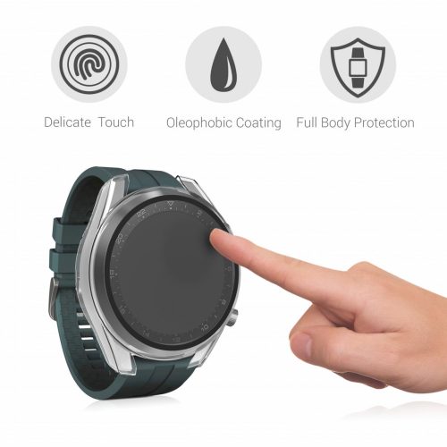 Комплект от 2 калъфа за Huawei Watch 3 Pro, kwmobile, защитно стъкло, черен / прозрачен, 55794.01