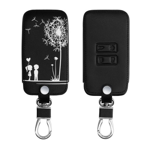 Калъф за автомобилен ключ за Renault / Dacia - 4 бутона - Keyless Go, kwmobile, Екологична кожа, Черен / Бял, 44637.44