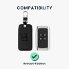 Калъф за автомобилен ключ за Renault / Dacia - 4 бутона - Keyless Go, kwmobile, Екологична кожа, Черен / Бял, 44637.44