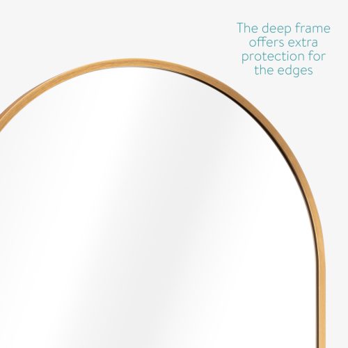 Oglinda de perete Navaris arcuita, 45x80 cm, montaj inclus, auriu, aluminiu/sticla