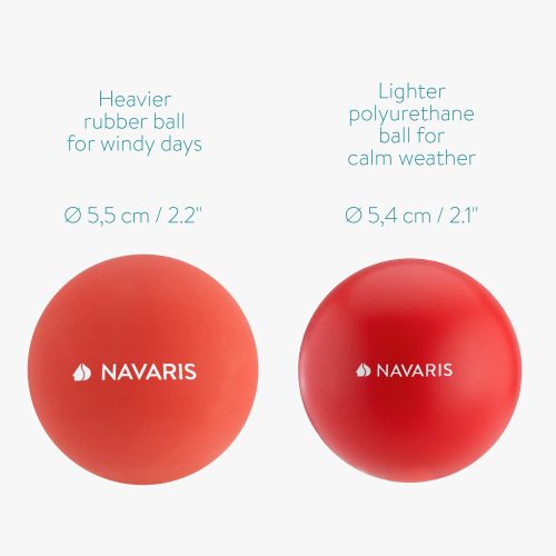Комплект от 2 плажни ракети с 2 топки Navaris Frescobol, червени, 50261.09.02