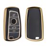 Капак за автомобилен ключ за BMW - 3 бутона - Keyless Go, kwmobile, силикон, черен / златен, 56009.01
