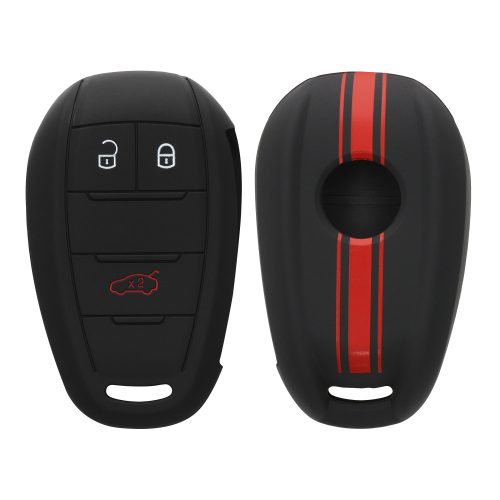 Капак за автомобилен ключ за Alfa Romeo - 3 бутона, kwmobile, силикон, черен / червен, 53855.03