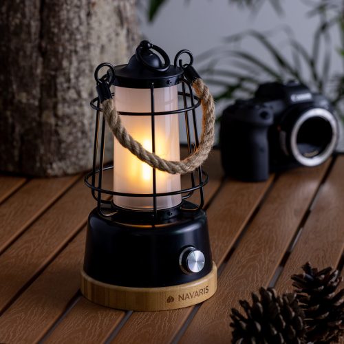 Преносим фенер Navaris с акумулаторна батерия и power bank, черен, 56078.01