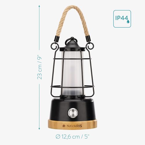 Преносим фенер Navaris с акумулаторна батерия и power bank, черен, 56078.01