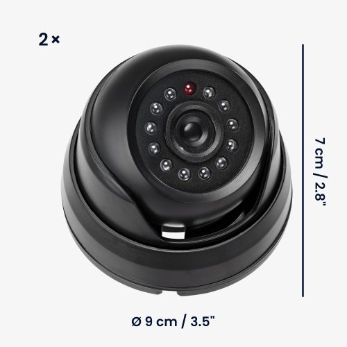 Комплект от 2 фалшиви камери за наблюдение с LED светлини, Kwmobile, черни, пластмаса, 53927.02.01