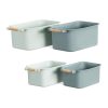 Set 4 cutii depozitare Navaris cu maner din lemn, 37, 8x21, 4x14 cm si 28, 5x16x10, 5 cm, maro, lemn