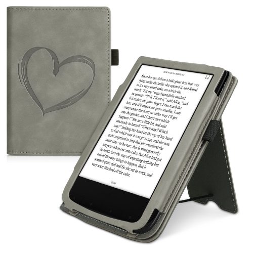 Капак за PocketBook Touch Lux 5 / Touch Lux 4 / Touch HD 3, Екологична кожа, Сив, kwmobile, 54817.04