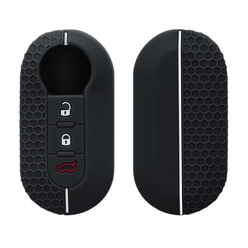 Капак за автомобилен ключ за Fiat / Lancia - 3 бутона, kwmobile, силикон, черен, 56383.03