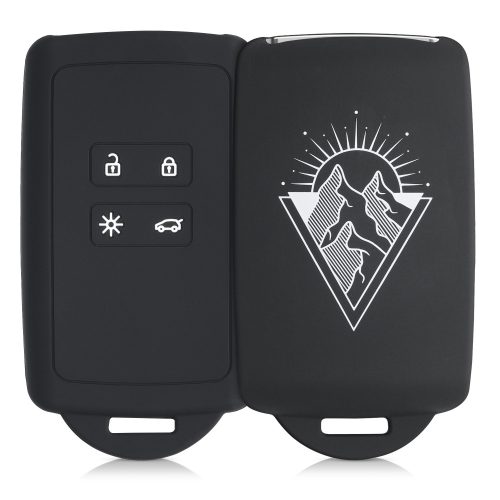 Калъф за автомобилен ключ за Renault / Dacia - 4 бутона - Keyless Go, kwmobile, силикон, черен / бял, 49769.25