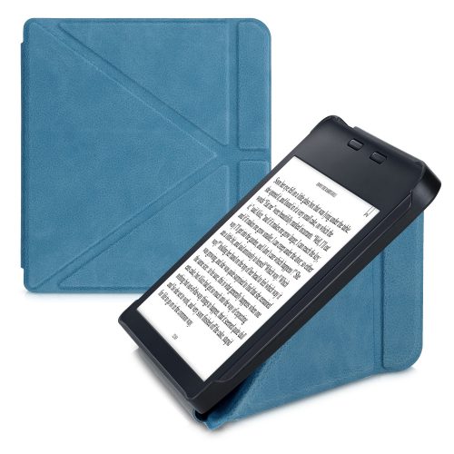 Калъф за Kobo Libra 2, Екологична кожа, Син, kwmobile, 56576.78