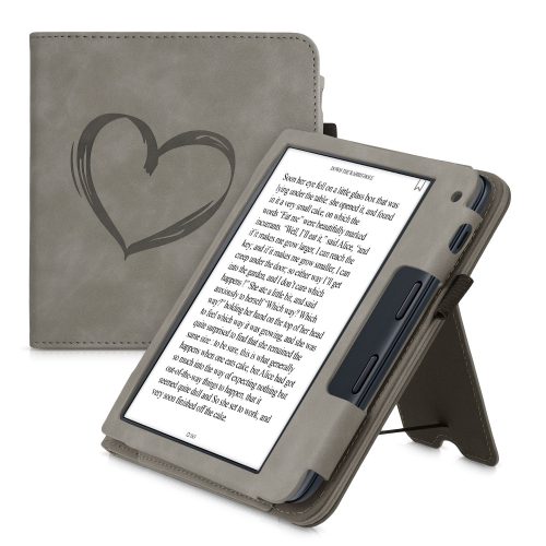 Калъф за Kobo Libra 2, Екологична кожа, Сив, kwmobile, 56581.02
