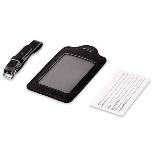 Комплект 2 етикета за багаж, Kwmobile, черно/бяло, еко кожа, 53127.05