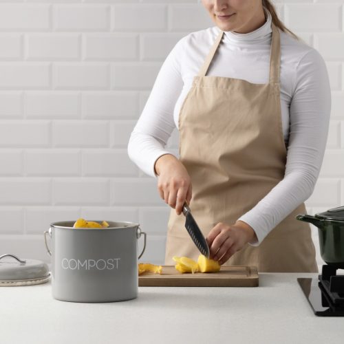 Метален кош за компост Navaris, сив, 3L + 3 филтъра, 49642.1.22