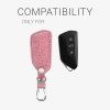 Капак за автомобилен ключ за VW / Skoda / Seat - 3 бутона, kwmobile, Екологична кожа, Розов, 53256.05