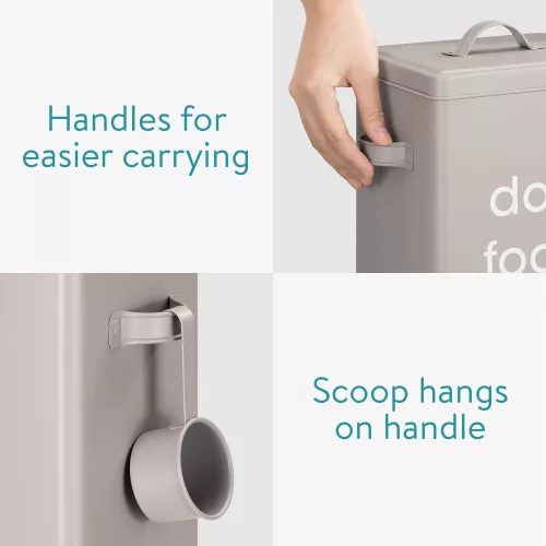 Кутия за храна за домашни любимци Navaris, Сива, Метална, 57193.19.1