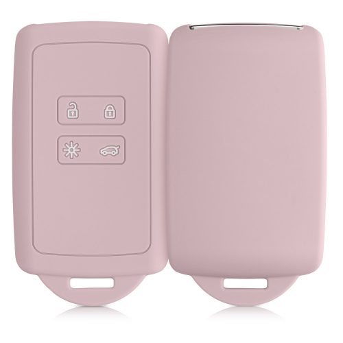 Капак за автомобилен ключ за Renault 4 бутона - Smart Key, Kwmobile, розов, силикон, 48035.52