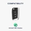 Калъф за автомобилен ключ за VW 3 бутона, Kwmobile, черен, еко кожа, 57345.01