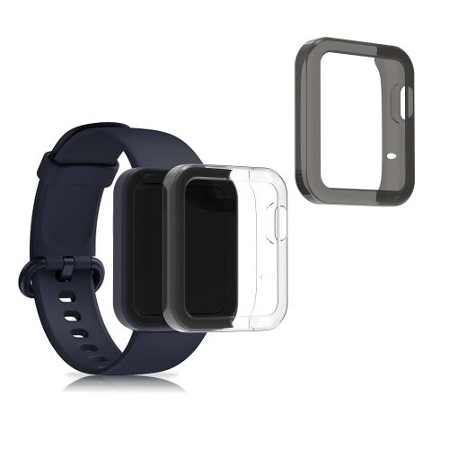 Комплект от 2 калъфа за Xiaomi Mi Watch Lite/Redmi Watch, Kwmobile, прозрачен/черен, силикон, 54528.03
