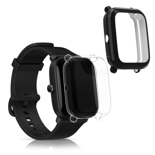 Комплект от 2 калъфа за Huami Amazfit A1608/Amazfit Bip U/Amazfit U pro, Kwmobile, черен/прозрачен, силикон, 57435.02
