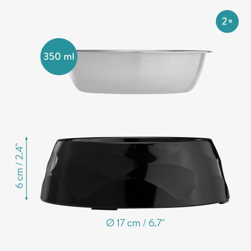 Комплект от 2 купи за домашни любимци Navaris, метални, черни, 57479.01