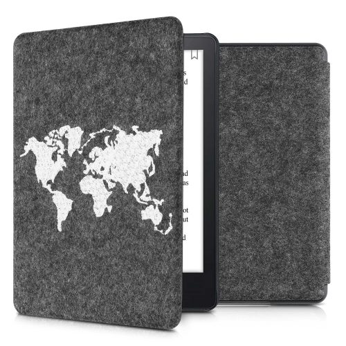 Калъф за Amazon Kindle Paperwhite 11, Kwmobile, сив/бял, текстилен, 56260.08