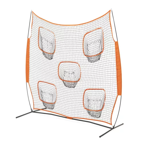 Plasa antrenament aruncare Navaris, 5 buzunare, 240x240x120 cm, pliabila, cu geanta, negru, poliester