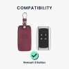Капак за автомобилен ключ за Renault 4 бутона - Smart Key, Kwmobile, Червен, Еко кожа, 48565.22