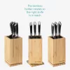 Suport rotativ din bambus pentru cutite Navaris cu peri detasabile, 25x12,5x12,5 cm, 54909.02