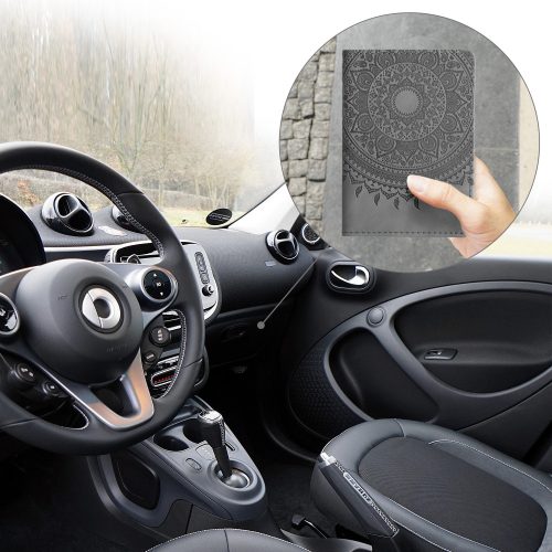 Капак за документи на автомобил, Kwmobile, Сиво, Екологична кожа, 51695.13