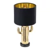 Lampa de masa Navaris, design cactus, 31 cm, dimmer integrat, priza EU, auriu, ceramica/metal