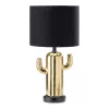 Lampa de masa Navaris, design cactus, 31 cm, dimmer integrat, priza EU, auriu, ceramica/metal
