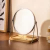 Oglinda cosmetica Navaris, tava pentru bijuterii, 2x marire, 17.5x20.5 cm, argintiu, sticla/metal