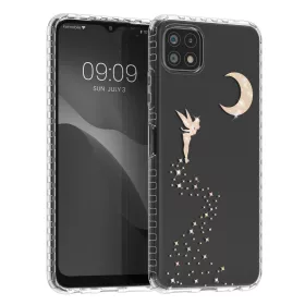   Калъф Kwmobile за Samsung Galaxy A22 5G, Силиконов, Прозрачен/Златен, 58363.01
