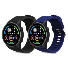   Комплект 2 каишки за часовник Xiaomi Mi Watch/Mi Watch Color Sport, Kwmobile, черен/син, силикон, 58466.01