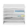 Organizator documente Navaris, 33x24.5x26 cm, rafturi reglabile, birou, alb, MDF/bambus