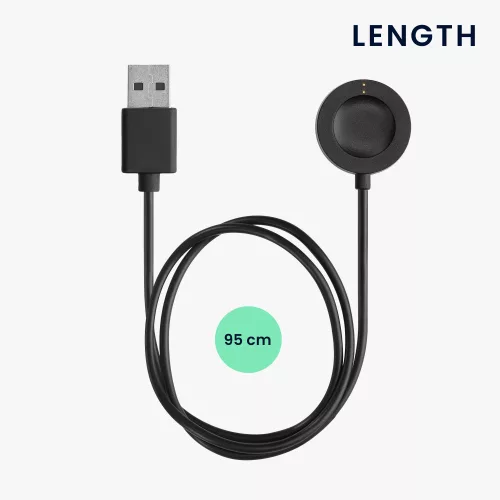 USB кабел за зареждане за Fossil Gen 6/Gen 5/Gen 4, Kwmobile, черен, пластмаса, 58644.01