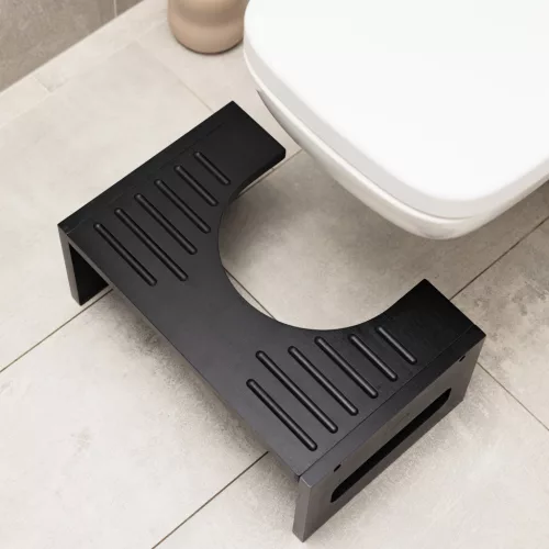 Inaltator pentru toaleta Navaris, pozitie ghemuit, antiderapant, 43.5x28x18.3 cm, negru, bambus