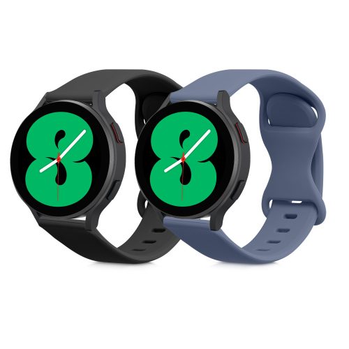 Комплект от 2 каишки за Samsung Galaxy Watch 4 (40 мм)/Galaxy Watch 4 (44 мм)/Galaxy Watch 4 Classic (42 мм), Kwmobile, черен/син, силикон, 58740.01