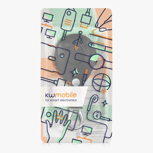 Калъф за мотоциклетен ключ за Harley Davidson, Kwmobile, черен/бял, екологична кожа, 58826.03