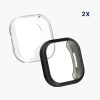 Комплект от 2 калъфа Kwmobile за Fitbit Versa 4/Sense 2, силиконови, черни/прозрачни, 58874.01