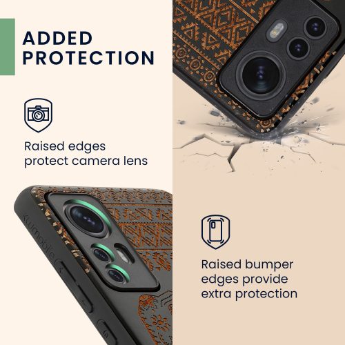 Калъф Kwmobile за Xiaomi 12/12X, дърво, кафяв/черен, 56788.05