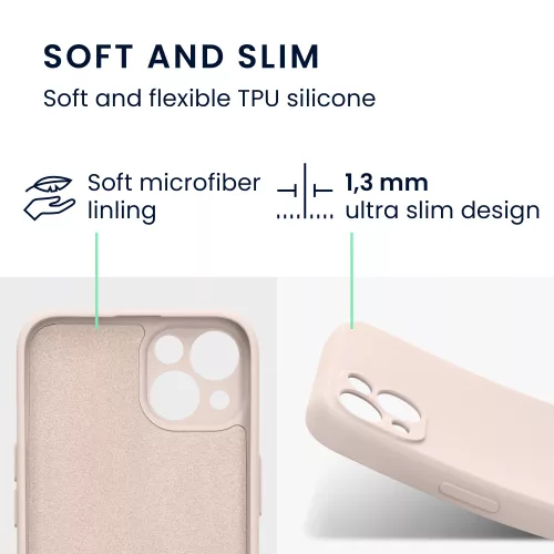 Калъф Kwmobile за Apple iPhone 13, силиконов, кремав, 58954.225