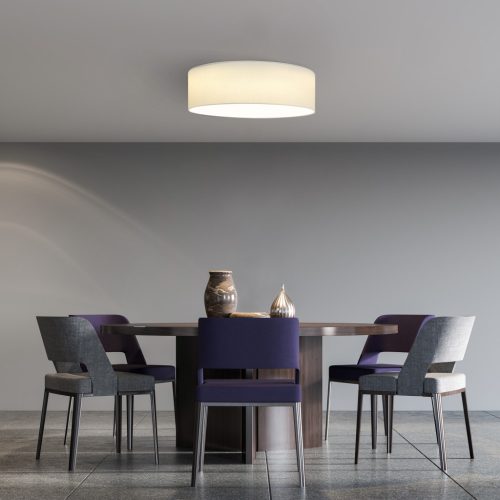 Plafoniera LED tavan Navaris, 22W, diametru 32 cm, telecomanda, 25000h, alb, textil/metal