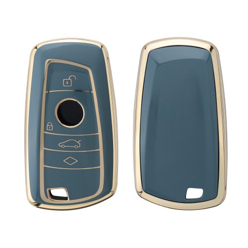 Капак за автомобилен ключ за BMW 3 бутона, Kwmobile, син/златен, силикон, 56009.03