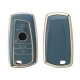 Капак за автомобилен ключ за BMW 3 бутона, Kwmobile, син/златен, силикон, 56009.03