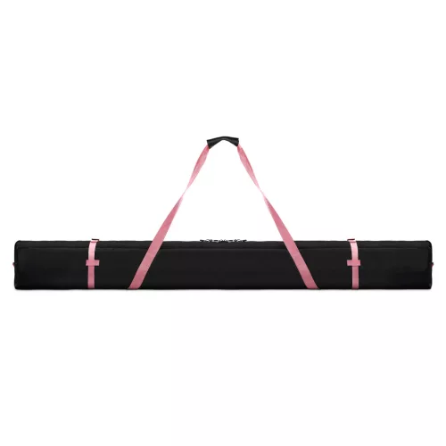 Husa schiuri Navaris, 190x15x30 cm, 1680D, fermoar dublu, curele captusite, negru/roz, poliester