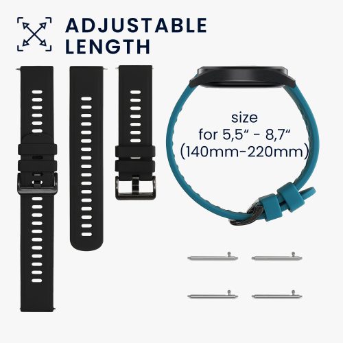 Комплект от 2 каишки за AGPTEK LW11, Kwmobile, зелено/черно, силикон, 56653.57